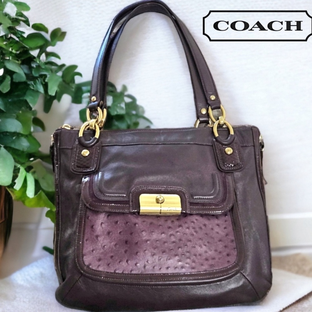 Coach Kristin Plum Leather Shoulder Bag